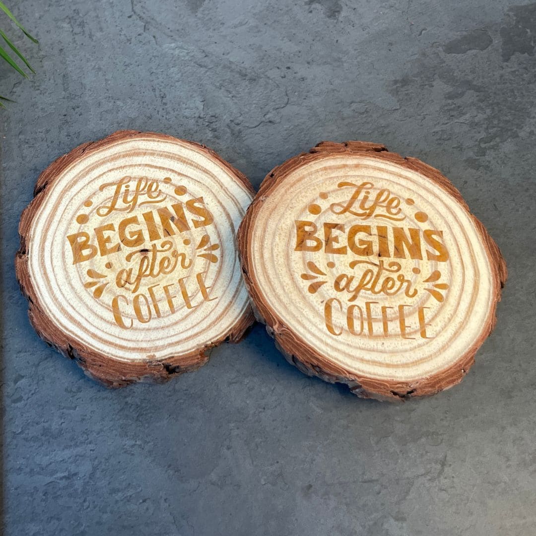 Engraved Wooden Coaster Set - Inspirational Quote Gift